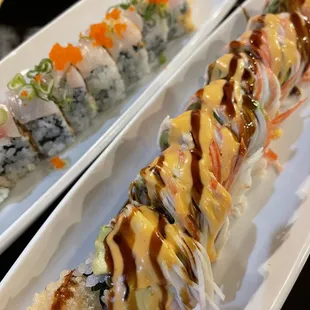 two plates of sushi