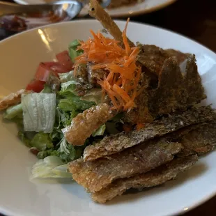 Spicy Salmon Skin Salad