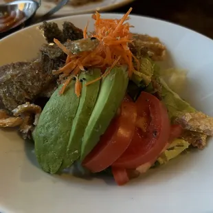 Spicy Salmon Skin Salad