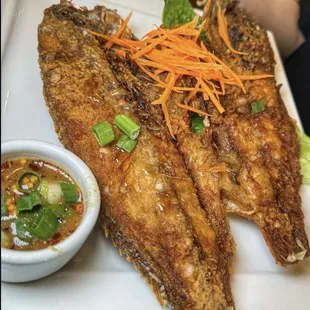 Deep fried snapper.
