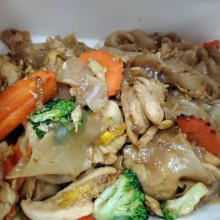 chicken, carrots, and broccoli