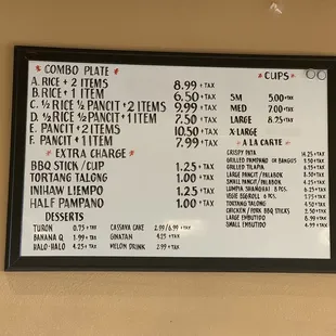 Menu as of 4/3/21