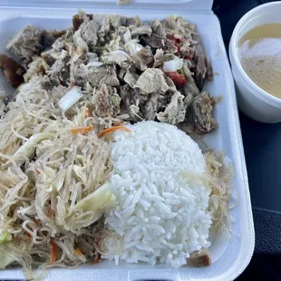 Sisig,pancit bihon,steam rice,And free nilagang baka soup 8/30/22