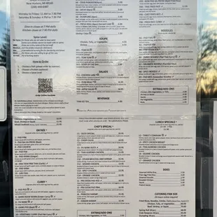 Take out menu