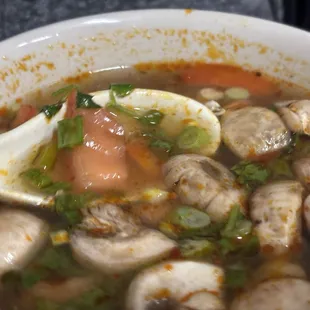 SP-2 Tom Yum soup w/ chicken. Just a little spicy-$5 (w/ shrimp-$5.50)