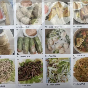 The photos of foods listed here are just a small selection of a more complete multi page menu.