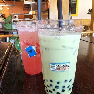 NEXT door to Sawasdee Thai Restaurant / Food Hall is a Thai Boba Tea Shop. We tried the Strawberry Lemonade and Match Milk Tea with Boba.