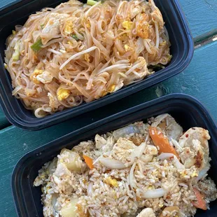 Chicken Pad Thai and Pineapple Fried Rice with Chicken