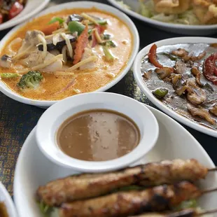 various dishes of food