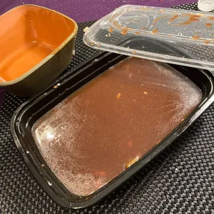 How much sauce was in the meal almost half the container