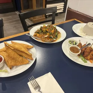 7. Chicken Satay 5B. Cream Cheese Wonton  and Curry