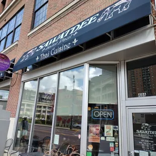 Outside the restaurant.