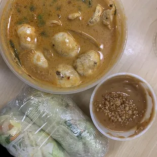 Tom ka gai and salad rolls