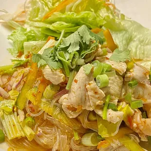 Yum Woon Sen Salad - glass noodles salad with shrimp and chicken