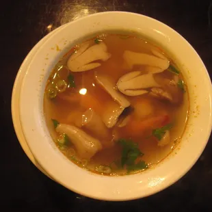 Tom-yum Soup: Chicken, shrimp or vegetable. chili paste, lemongrass, kaffir lime leaves and mushrooms