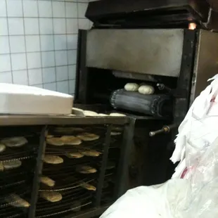 Tortillas hot off the press.