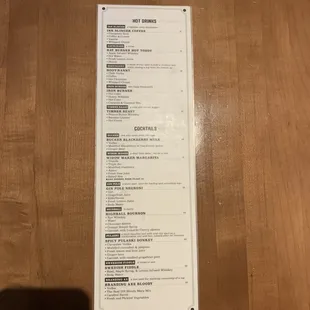 Drink menu