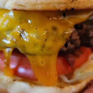 Bob's Burger up close, melted cheese