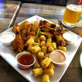 Wings, tots and beer - nothing better!