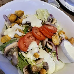 Huge House Salad Blue!  Love this place!