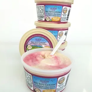 Big Ed's Gouda with Birdy's Red Wine Gourmet cheese spread.