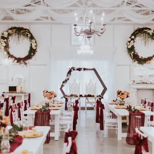 The inside of the barn venue