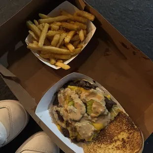 Burger and fries