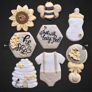a variety of decorated cookies