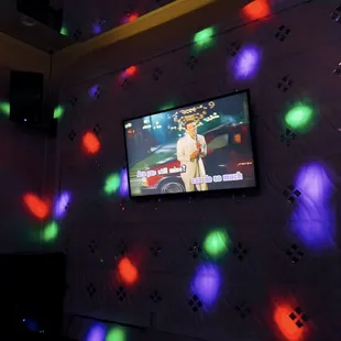 a television screen with colorful lights on it
