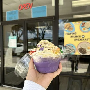 Ube halo halo bowl