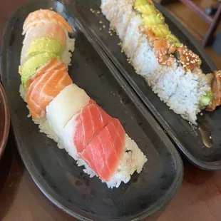 Rainbow roll and dragon roll