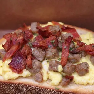 a breakfast sandwich in a box