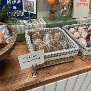 a variety of pastries on display