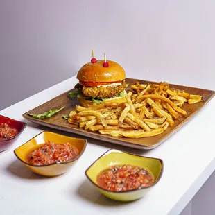 a burger and french fries