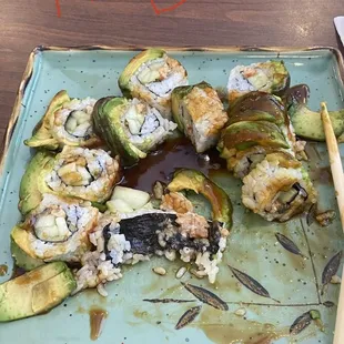 I ordered the caterpillar roll, and after getting my order wrong this is what I received. No eel and full of cucumber