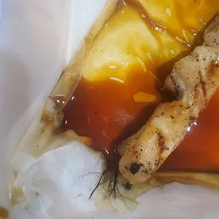 Yakitori skewers and hair