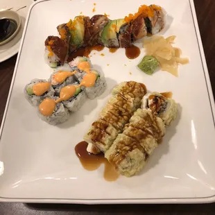 Spicy California roll, dragon roll &amp; Mornin sunshine