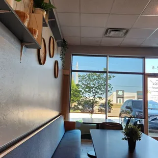 a view of a restaurant from the window