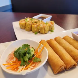 two plates of food on a table