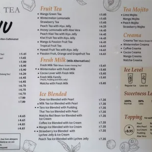 Menu sheet