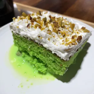 Pistachio milk soaked cake