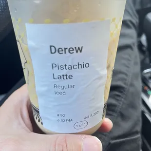 Iced pistachio latte