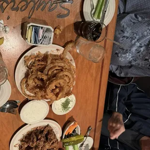 Deep fried Chicken Livers , Gizzard or Giblets &amp; Onion Rings mound!