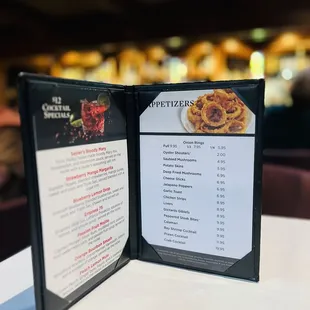 Bar menu