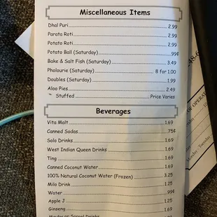 a menu