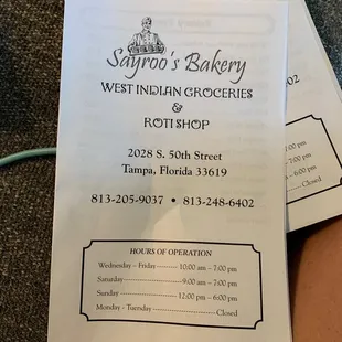a receipt for the restaurant