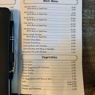 menu