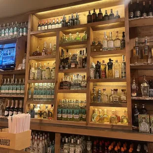 shelves of liquor