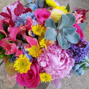 Colorful bouquet with succulents