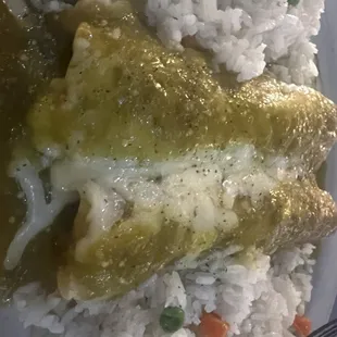 Enchiadas Verdes, double rice